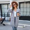 2026 Autumn/Winter European & American Women's Knit Solid Color Pocket Mid-Length Fashion Sweater Coat