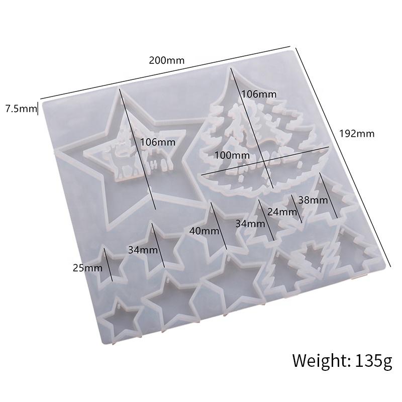 DIY Christmas Tree Star Epoxy Resin Silicone Mold Pendant Key Chain Elk Door Bell Hanging Moldes De Resina Christmas Decoration