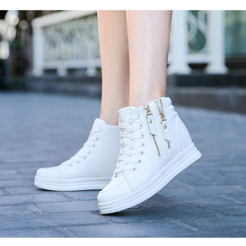 Buy Women White Shoes Woman High Top Hided Wedge Fashion Female