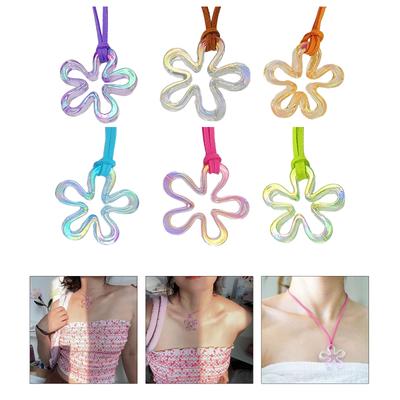 Cute Flower Pendant Chokers Hollowed-Out Floral Necklace Acrylic Material Must-Have Accessory for Fashion-Forward Ladies