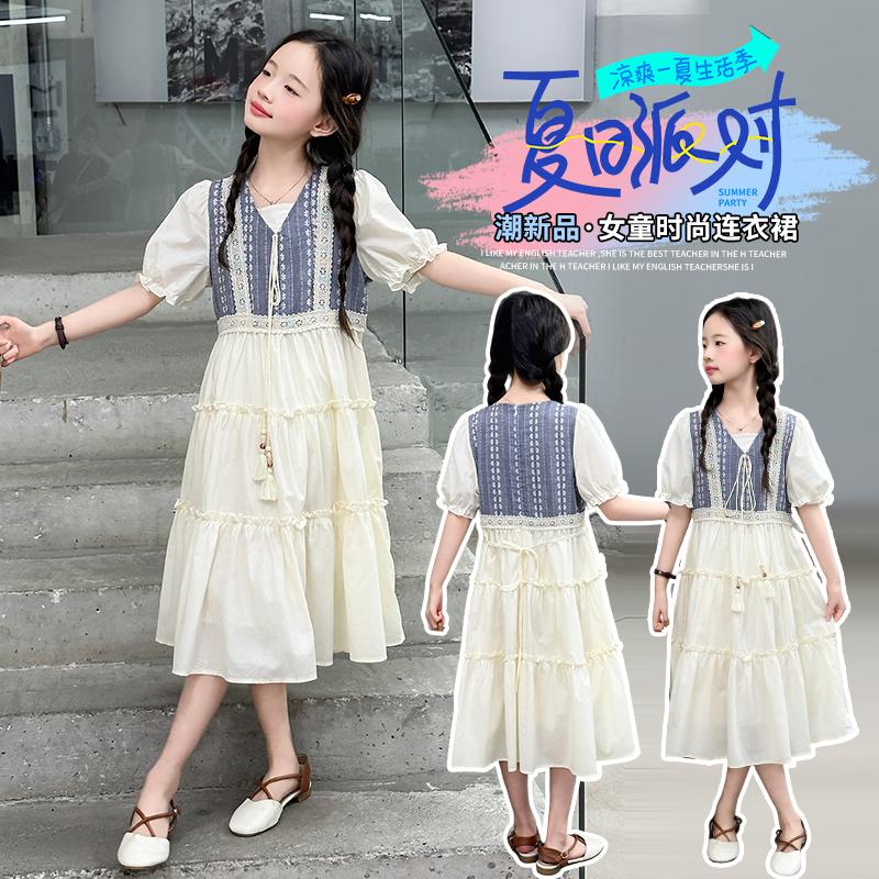 Girls' dress 2026 new summer children's dress, stylish girls' summer dress, big children's princess dress, forest series