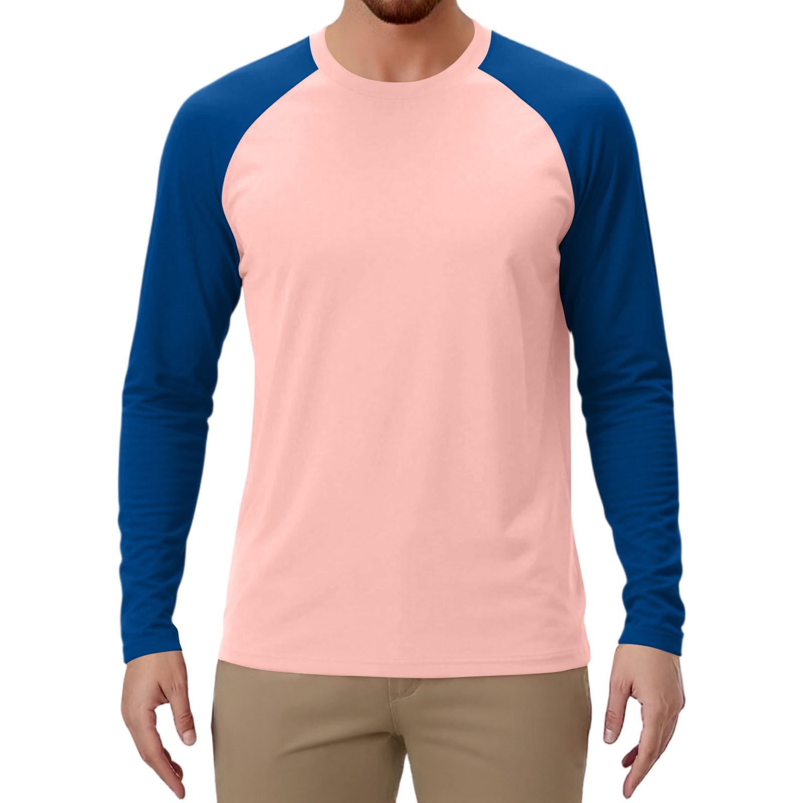 

Мужской спортивный топ с длинным рукавом реглан контрастного цвета XL розовый