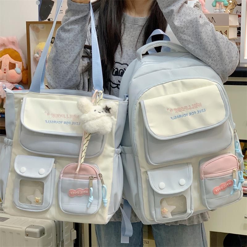 Schoolbag Large capacity schoolbag Girls primary school students High value Small fresh color matching backpack Junior high school students Versatile