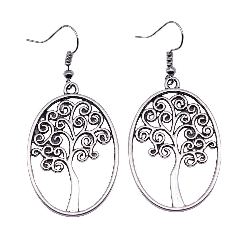 Tree Of Life Dangle Earrings Openwork Nature Boho Style Drop Jewelry For Female