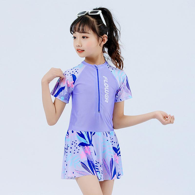 Women's One-Piece Swimsuit with Chest Pads and Swim Cap - Suitable for Students, Children, Hot Springs, and Beach Wear.