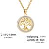 Tree of Life Clear Zircon Round Pendant Necklace Women Stainless Steel Gold Color Neck Chains Luxury Jewelry Wedding Gift
