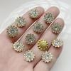 Pretty 14mm White/White ab Color flowers Resin Rhinestone Sewing Scrapbook Wedding Dress Jewelry Making accessories 50pcc/lot