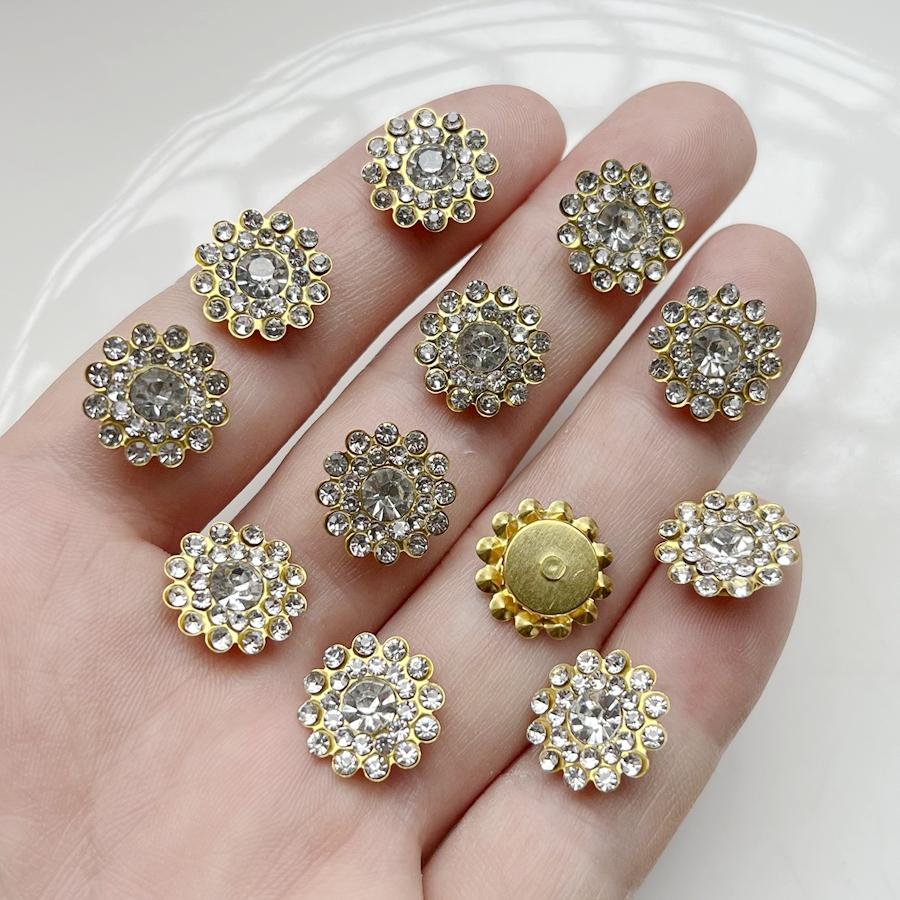 Pretty 14mm White/White ab Color flowers Resin Rhinestone Sewing Scrapbook Wedding Dress Jewelry Making accessories 50pcc/lot