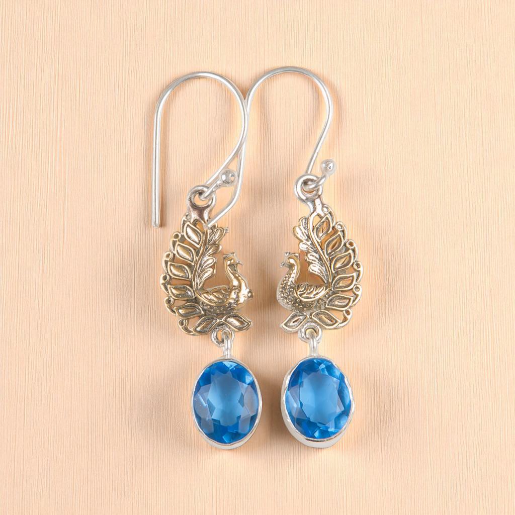 Rare Tanzanite Gemstone 925 Sterling Silver Jewelry Handmade Dangle Earrings1.8" EE-88-9