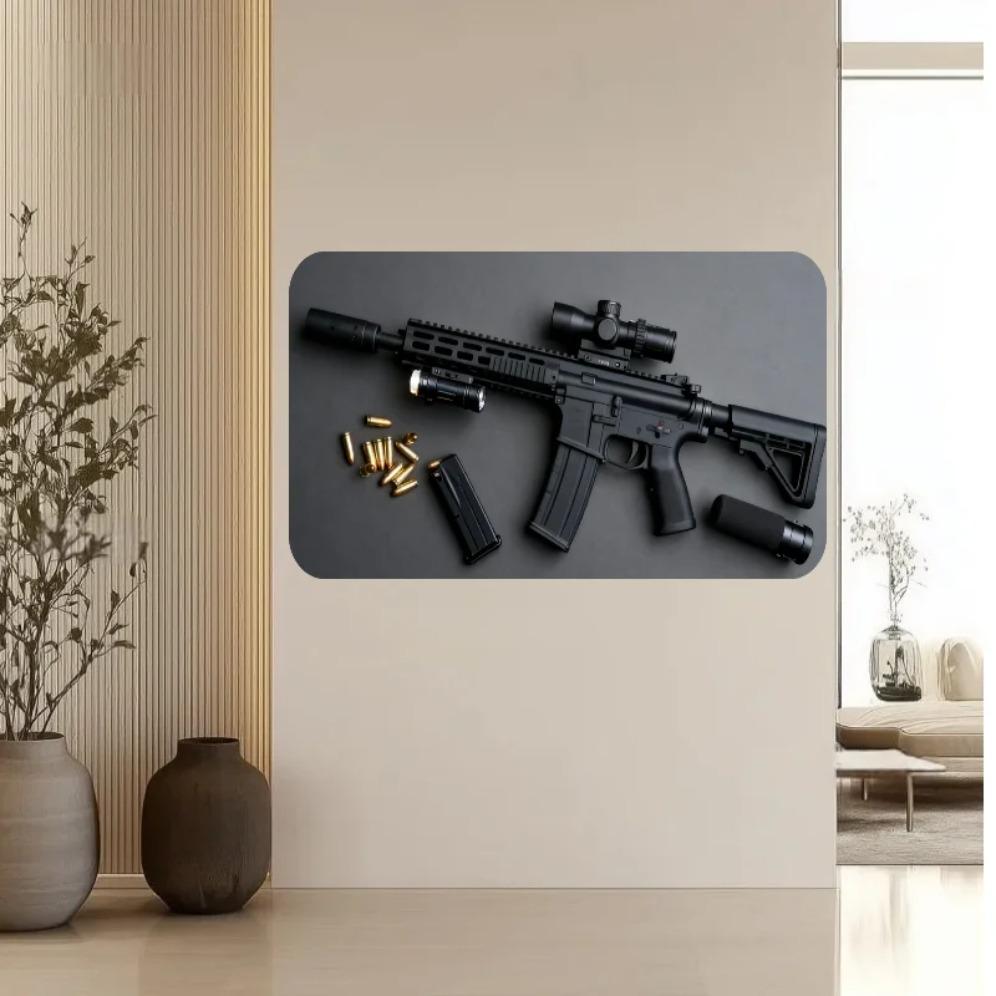 Tactical AR Rifle Metal Wall Sign for Gun Room Man Cave Garage Decor