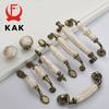KAK Marble Lines Ceramic Cabinet Handles Zinc Alloy Drawer Knobs Wardrobe Door Handles Antique Bronze European Furniture Handle