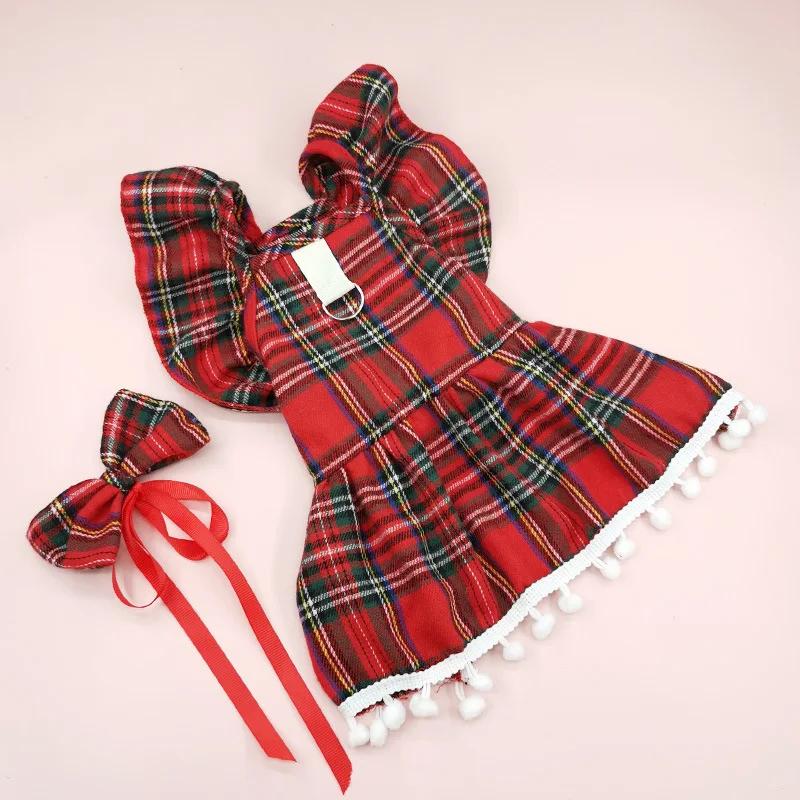 Gonna con cinturino per cani di Natale Gonna per abbigliamento autunnale/invernale per cani Gonna per abbigliamento per gatti Abbigliamento a quadri natalizi Vestiti per cani di piccola taglia