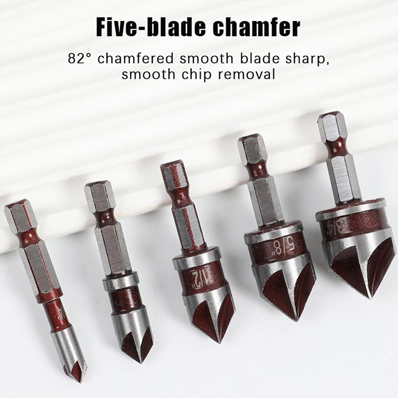 Hole Opener Chamfer Drill Bit Hex Shank Woodworking Chamfering Tool 82° Countersink Precise Multi-Size Countersink Bits