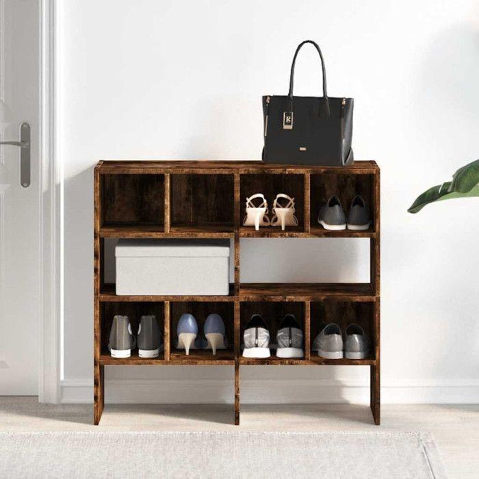 VidaXL Étagères à chaussures 2 pcs empilable chêne fumé 89,5x30x40 cm, étagère à chaussures de rangement, rangement de 858848