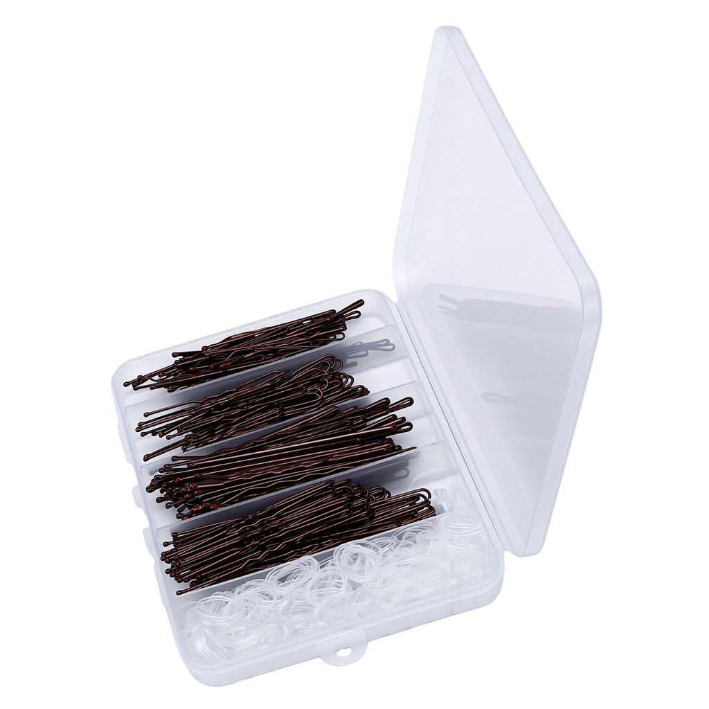 Hair Pins Kit Strong Clamping Force Hair Pins Accessories Kit with Storage Box for Hairstyling 300pcs Brown