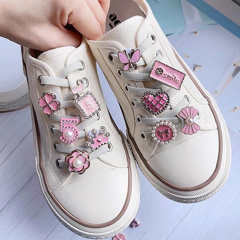 New Decorations Fashion DIY Girls Pink Shoe Charm Buckle Shoe Laces Charms for Sneakers Shoes Accessories 1Pcs