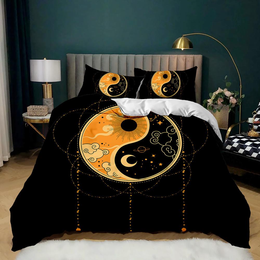 Yin Yang Duvet Cover Set for Girl Boy Children Chinese Ancient Culture Art Polyester Comforter Cover Decorative Gossip Pattern