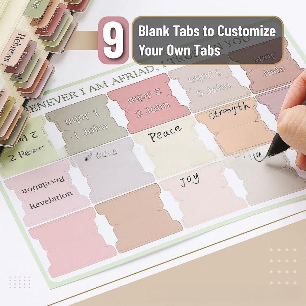 120PCS Laminated Laminated Bible Tabs Colorful Scripture Organization Tabs  Book Index