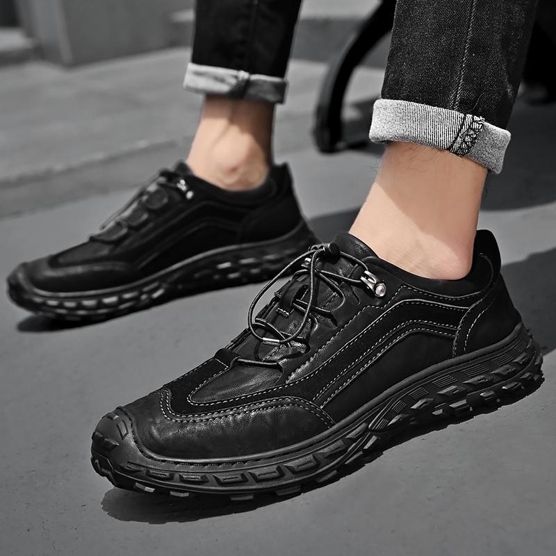 British Leather Shoes Leather Men's Casual Single Shoes Handmade Shoes Stitched Casual Leather Shoes Outdoor Fashion Men Flats