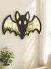 Acrylic Halloween Bat Shape Wall Mirror, Wooden Black Frame Wall Hanging for Living Room Bedroom, Spooky Aesthetic Wall Ornament
