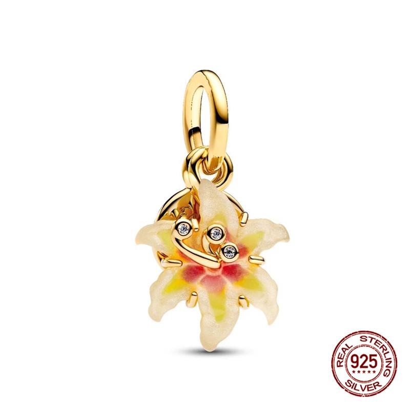 925 Silber Menschenfressende Blume Charms Perlen für DIY Schmuck 3mm Armband Damen Ringe Geschenke