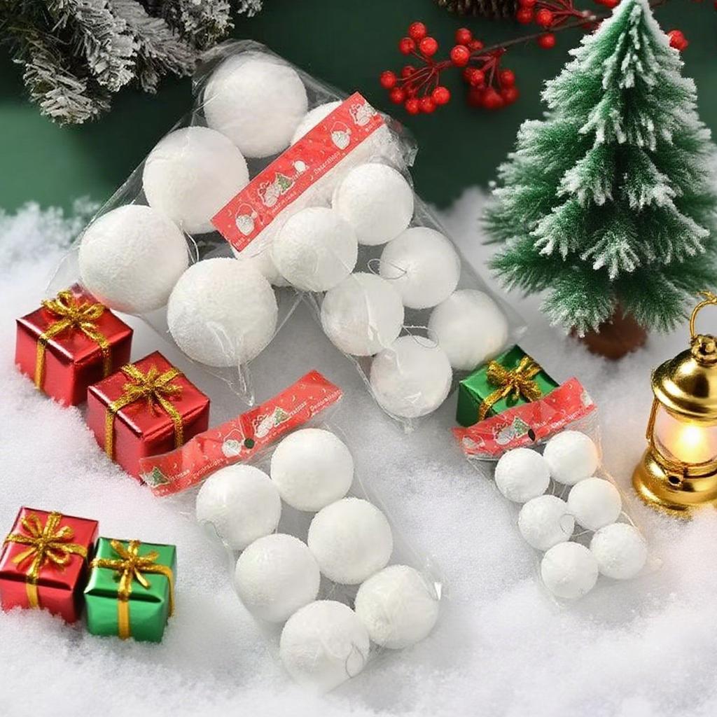 Reusable White Foam Christmas Balls 4CM 8CM Xmas Tree Snowball DIY Festival Decor for Home Restaurant Porch Celebration