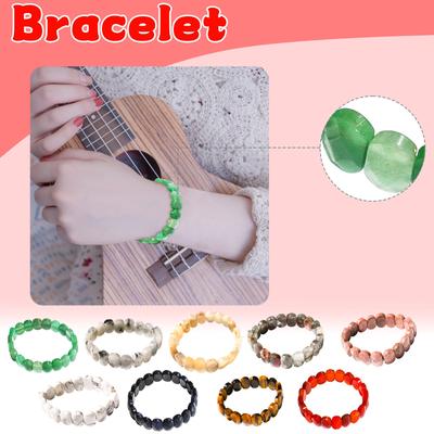 Natural Stone Square Beads Strand Bracelets Amethyst Rose Quartz Crystal Rectangle Bangle Women