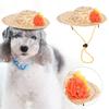 Pet Straw Hat Puppy Cap with Colorful Flowers for Party Costume Decorations(M)