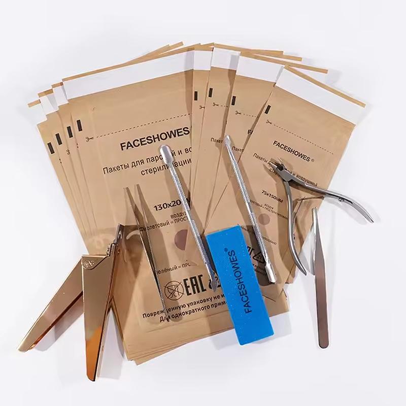 100Pcs Nail Sterilizer Manicure Bag Kraft Bags Dry Heat Disposable Sterilization Disinfection Machine Accessory Nail Art Tools