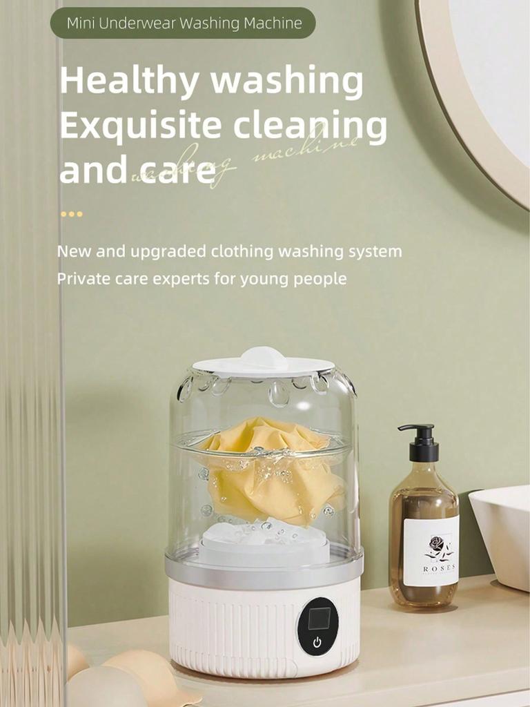 Portable Mini Washing Machine USB Rechargeable Automatic Laundry Washer with 2 Wash Modes for Travel Dorm Socks Underwear