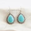 Natural Turquoise Earrings, Teardrop Arizona Turquoise Boho Earrings, 925 Sterling Silver Earrings, Wedding Earring