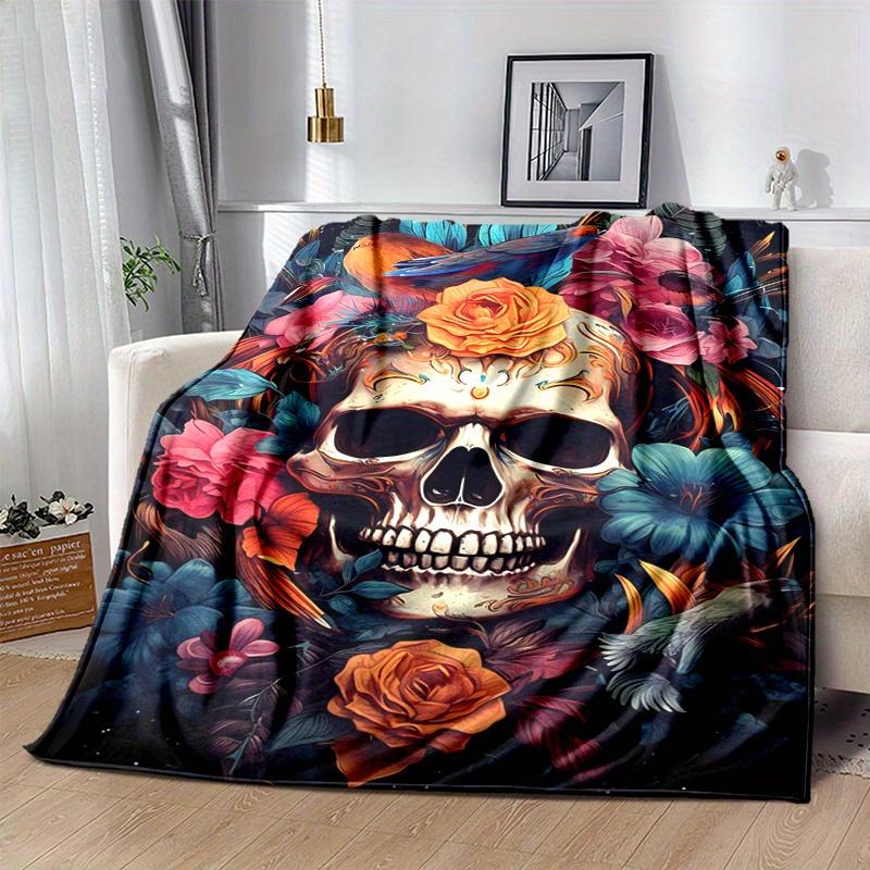 1pc Day of the Dead Theme Blanket,Living Room, Travel, Camping, Car Blankets