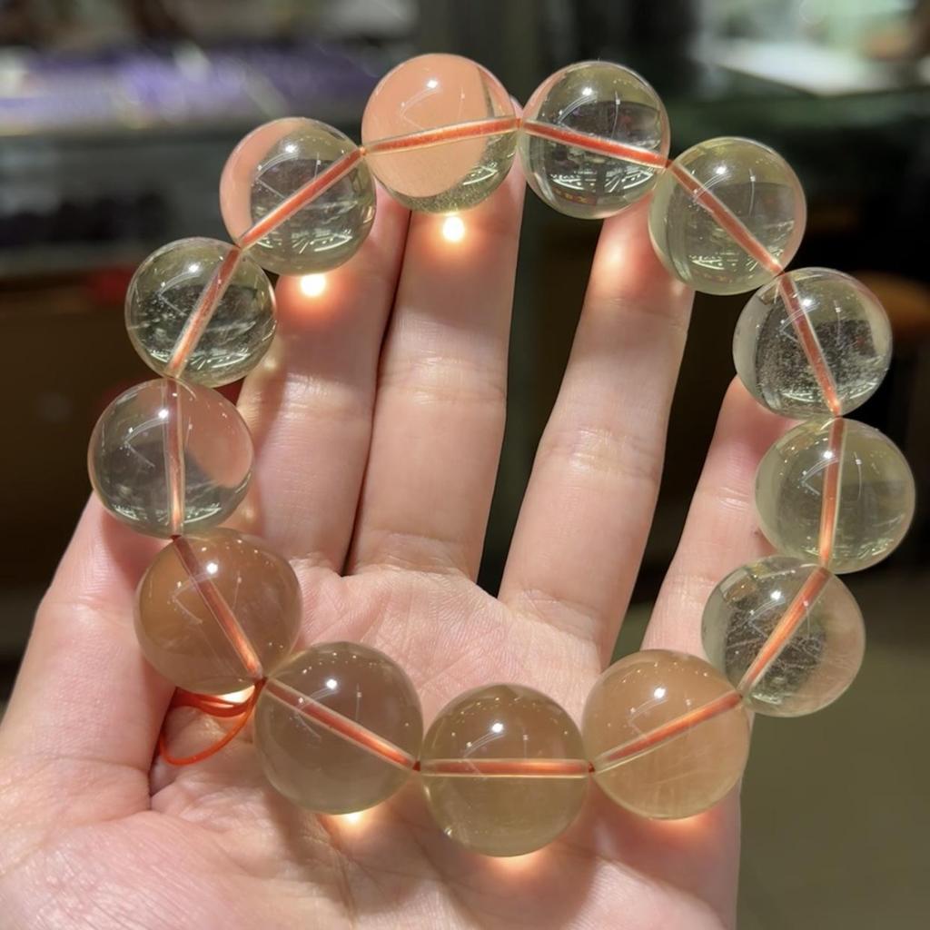 Lemon Citrine Large Bead Bracelet - Natural, Transparent, Bright, and Unique Crystal Design