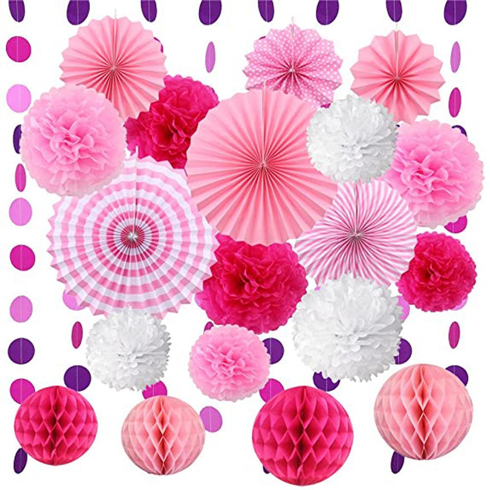 Party Birthday Decoration Arrangement Paper Fan Flower Honeycomb Ball Paper Flower Ball Balloon Cover Baby Birthday Arrangement