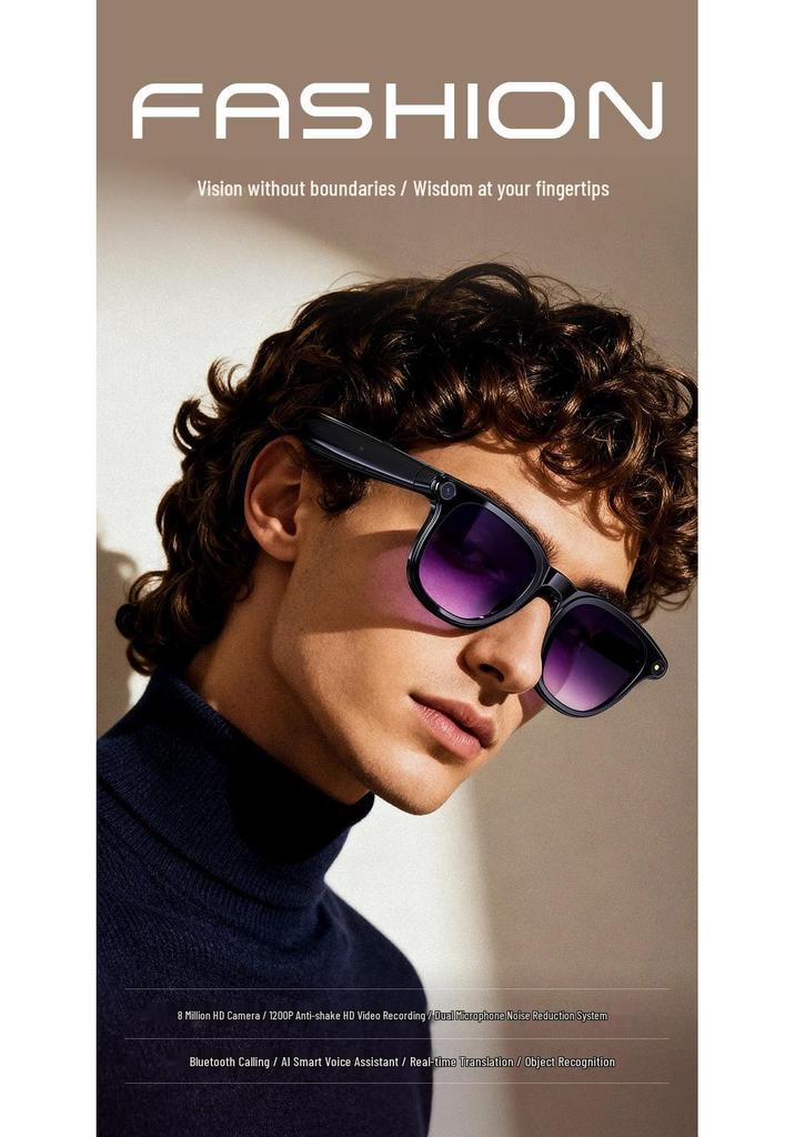 Smart Glasses: 8MP Camera, Bluetooth Calling, Music, AI Voice Assistant, Translation.