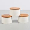 Ceramic Tea Canister with Bamboo Lid Airtight Tea Herb Storage Jar 20g Capacity Spice Box Case Organizer for Coffee Beans Cosmetics
