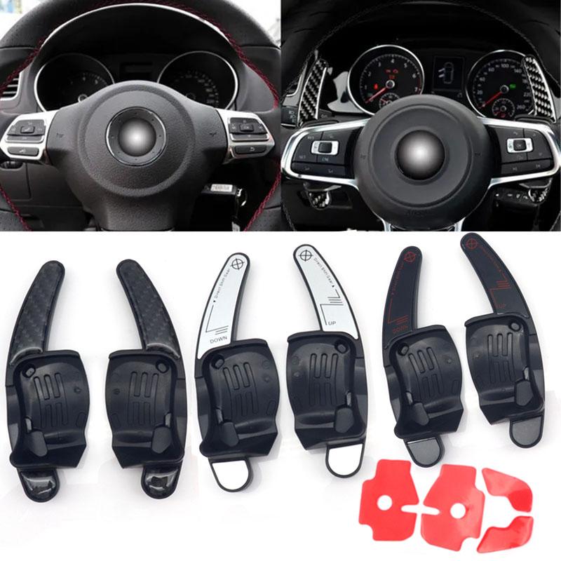 2Pcs For VW CC Golf 6 Passat B6 Jetta MK5 Car Steering Wheel Shifter Paddle Extensions ABS Blade Black Silver Auto Part