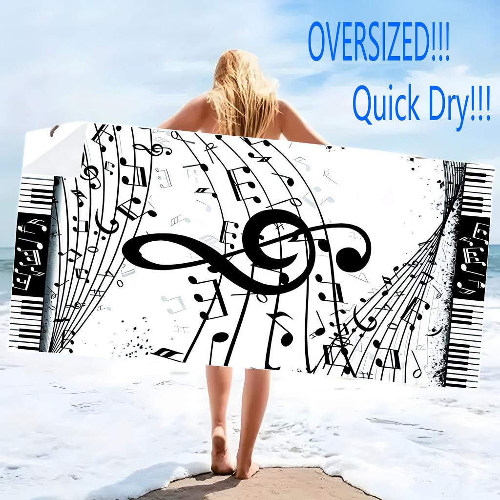 Music Windproof Quick Drying Mesh Beach Towel, for Sports Travel Swimming Yoga