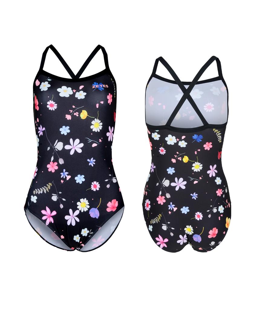Jeteseu Women'S Wide Strap Crossbody One-Piece Swimsuit Flora Mirage L9A0063