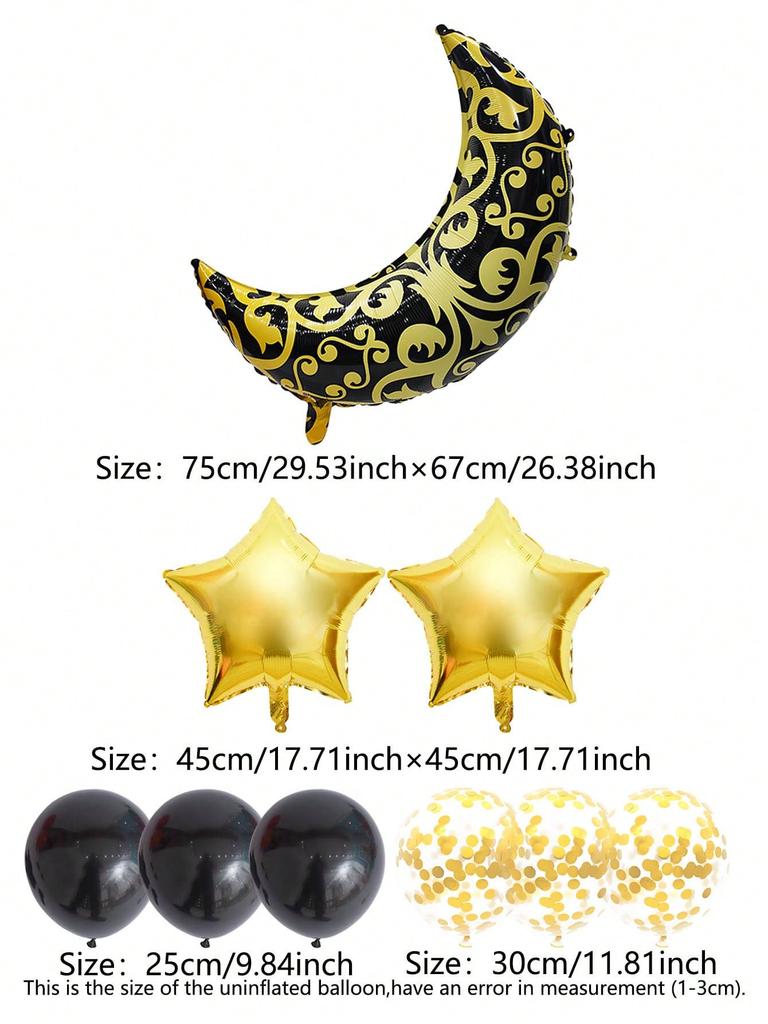 Eid Mubarak Round Star Moon Foil Balloon Ramadan Kareem Islamic Muslims Umrah Mubarak Eid Al Fitr Festival Party Decor Supplies