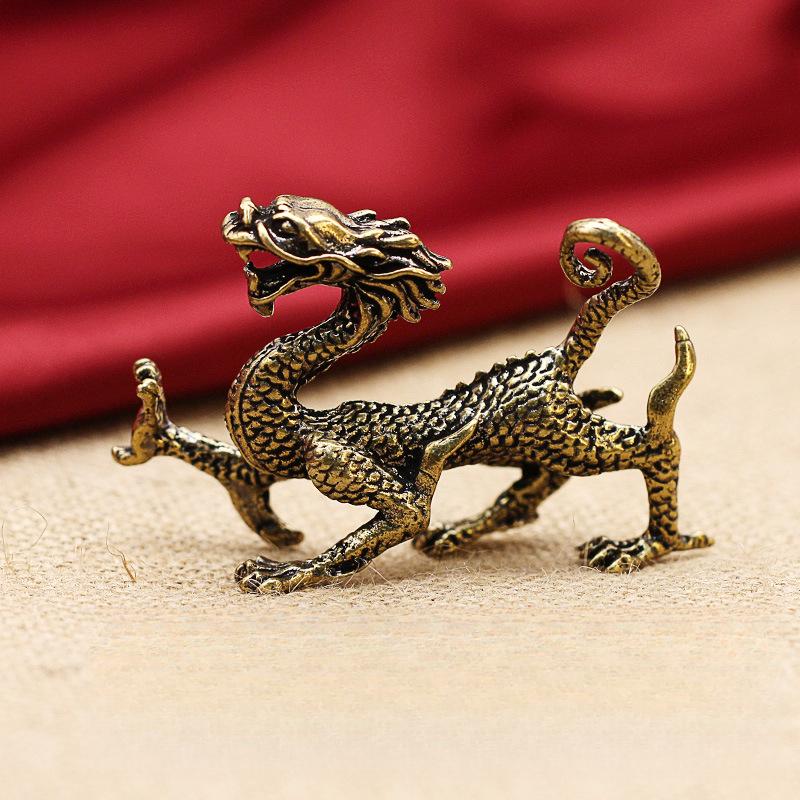 Зодиакальные драконы, украшения, фигурки, миниатюры, статуя счастливого зверя, настольные украшения, аксессуары для рукоделия, домашний декор бронзовый