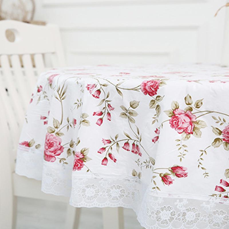 Pastoral Flower Style Round Table Cloth PVC Plastic Thick Tablecloth Oil Proof Waterproof Fabric Tables Cover Decorative Kitchen