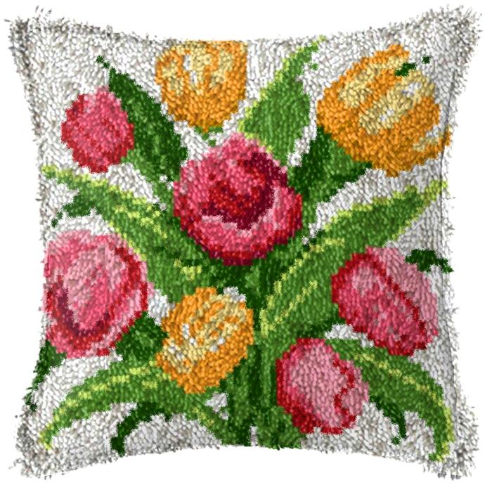 Latch Hook Rug Kits Pillowcase Flower Plants Series Pillow Material Package Handcraft Latch Hook Kits Embroidery Cushion Decor