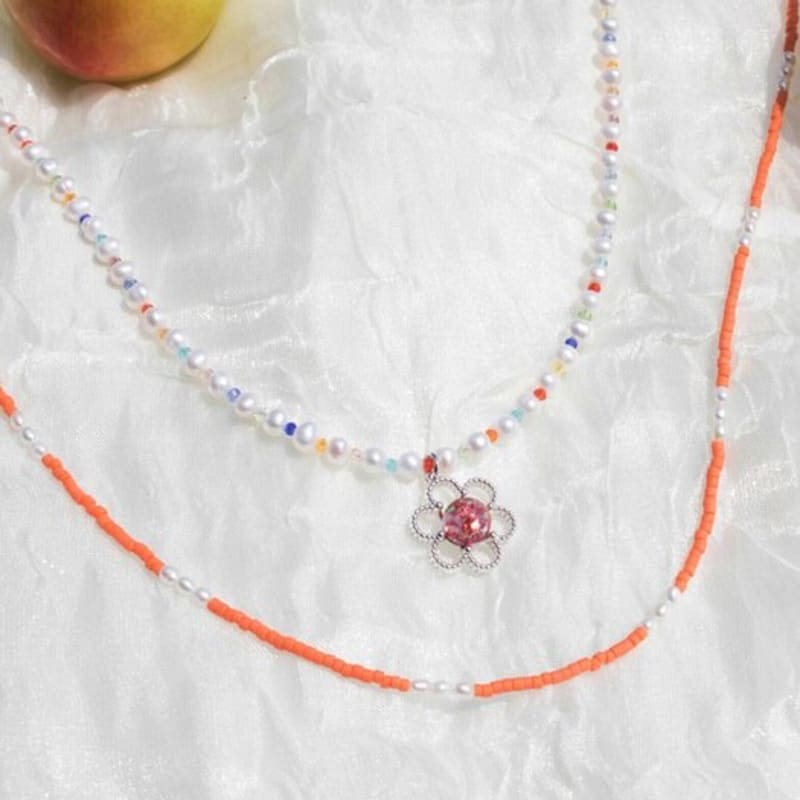 Luvinball Beads&Pearl Necklace SET