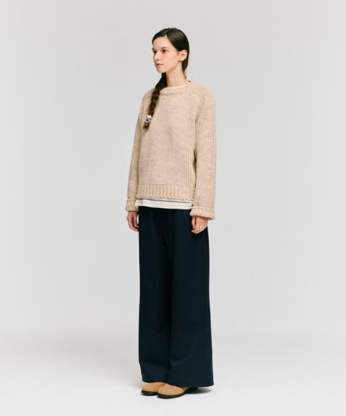 DEPOUND Raglan Round Neck Pullover [Oatmeal]