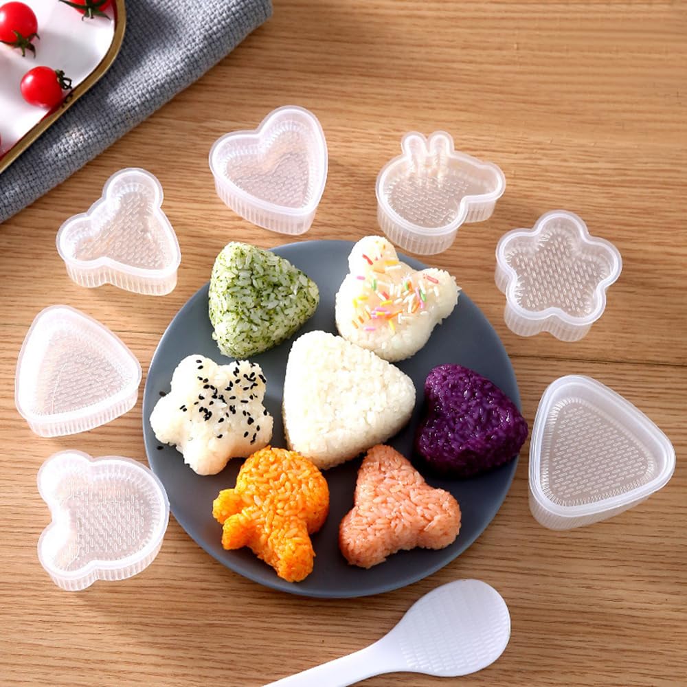 SensaBliss Clear Onigiri Set of Convenient Onigiri Molds for Meal and Heart Easy To Reusable for and Commercial Use Molds, 7, Kids' Improvement, DIY,