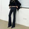 Slim Fit Elastic Knitted Slit Skirt Pants - Women's Short Micro-Flared Style