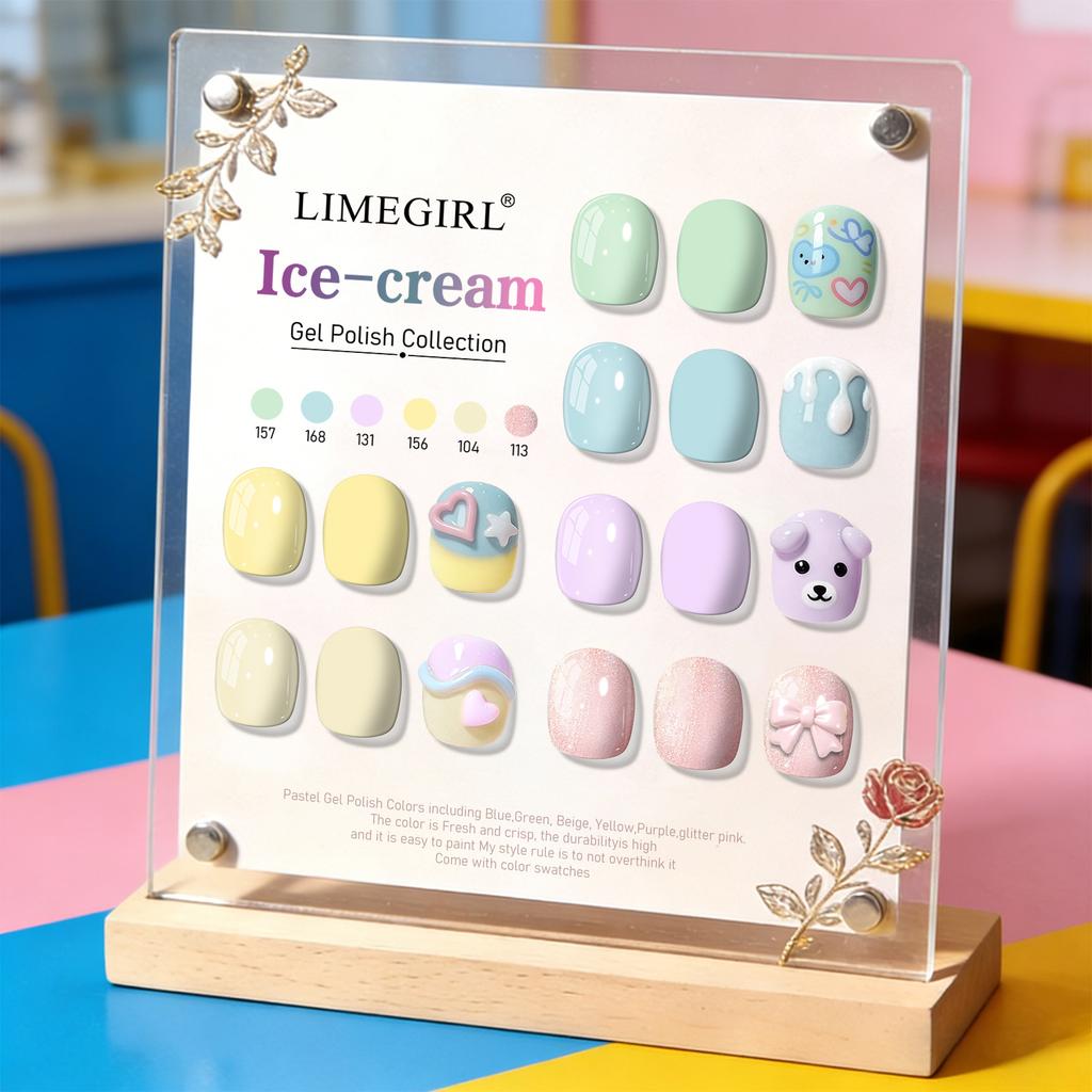 Limegirl 6 Color Macaron Nail Gel Polish Set - Spring Summer Pastel Colors, Ice Cream Shades, Long Lasting & Quick Dry