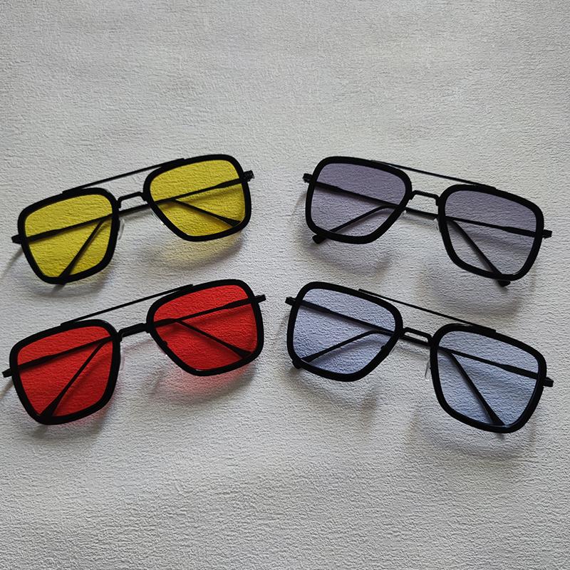 4pcs Square Sunglasses For Men Women Trendy Double Bridges Unisex Sun Glasses Fashion Summer Outdoor Shades Eyewear Accessory