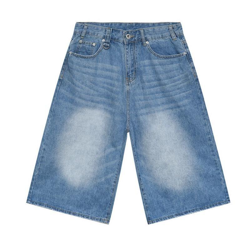 STREETRICH Korean Style Vintage Men's Jeans Summer Loose Male Wide Leg Knee Length Shorts New Washed Fashion Short Denim Pants